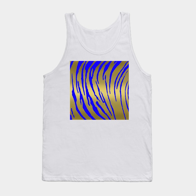 Gold Tiger Stripes Blue Tank Top by BlakCircleGirl